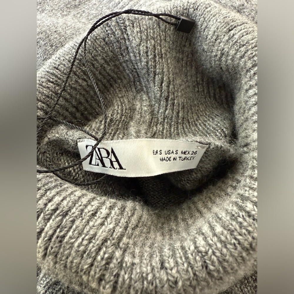 Zara Gray Cropped Turtleneck Sweater Women's Size Small - Picture 4 of 6